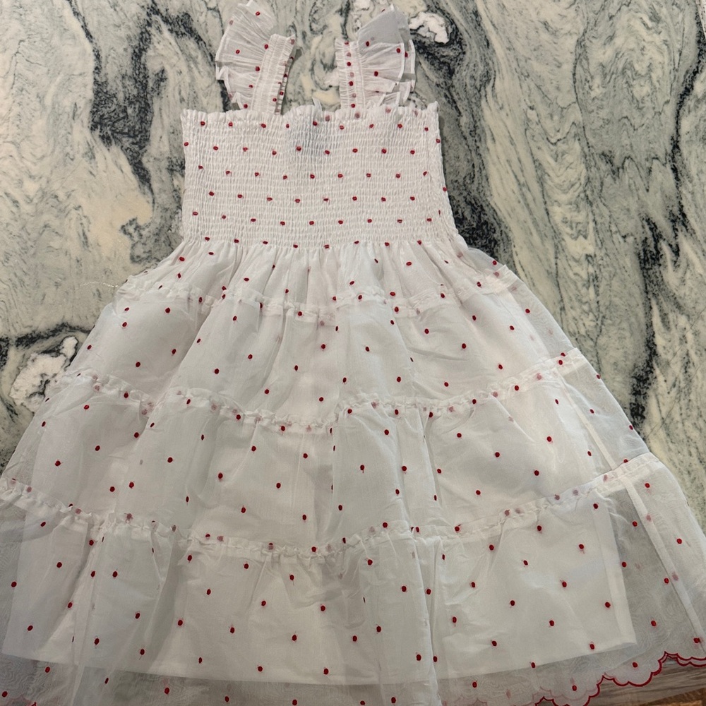 Hill House White Dress with Red Dots, worn once